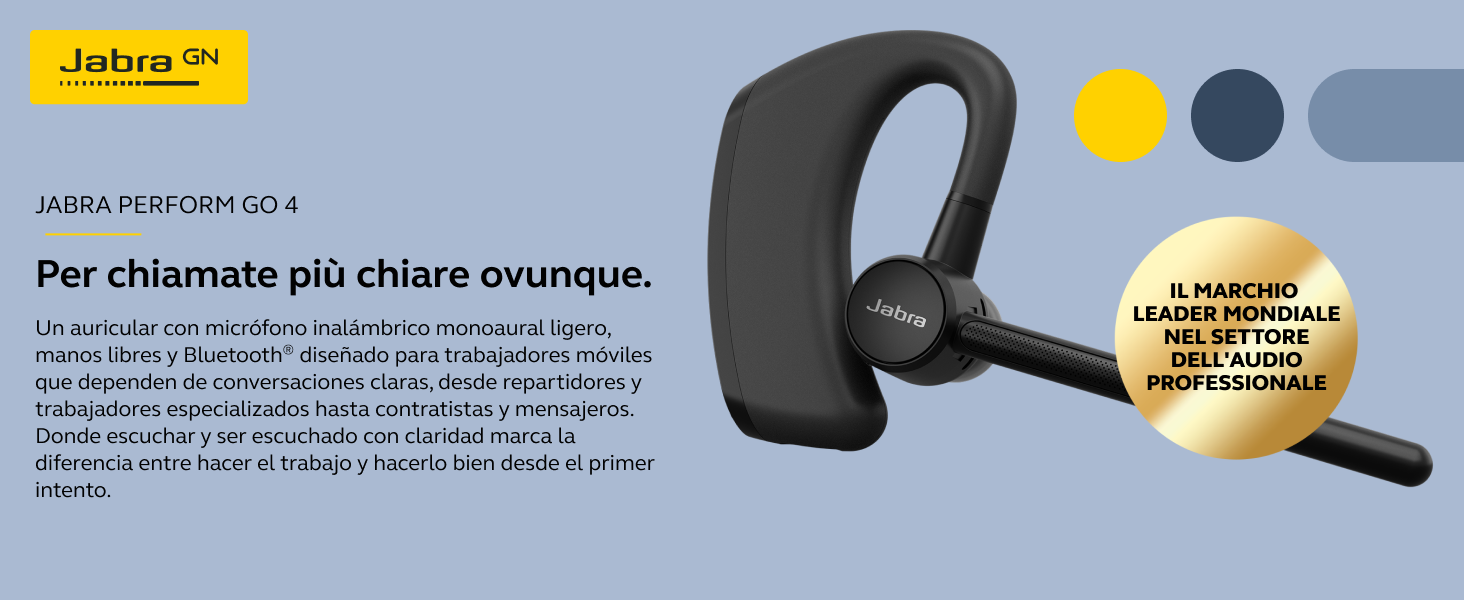Jabra Perform Go 4 Mono Bluetooth Headset, Wireless Single Ear