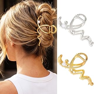Reaky Metal Claw Clips Gold Fine Hair Clips Hair Accessories for Women | Large Hair Clips Non-slip Strong Grip Hair Jaw Clips Decorative Accessories