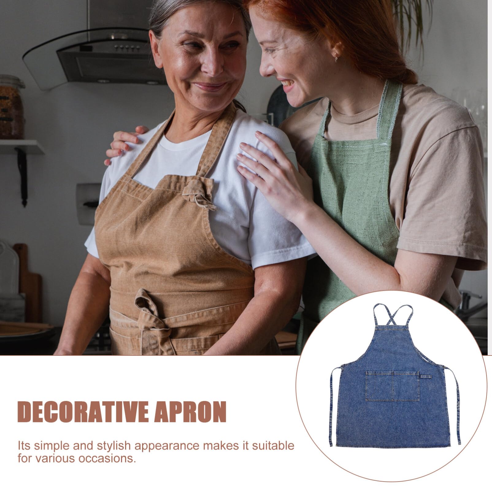 Tablier en Denim Bleu Épais Poche, Réglable, la Cuisine, Barbecue, Atelier