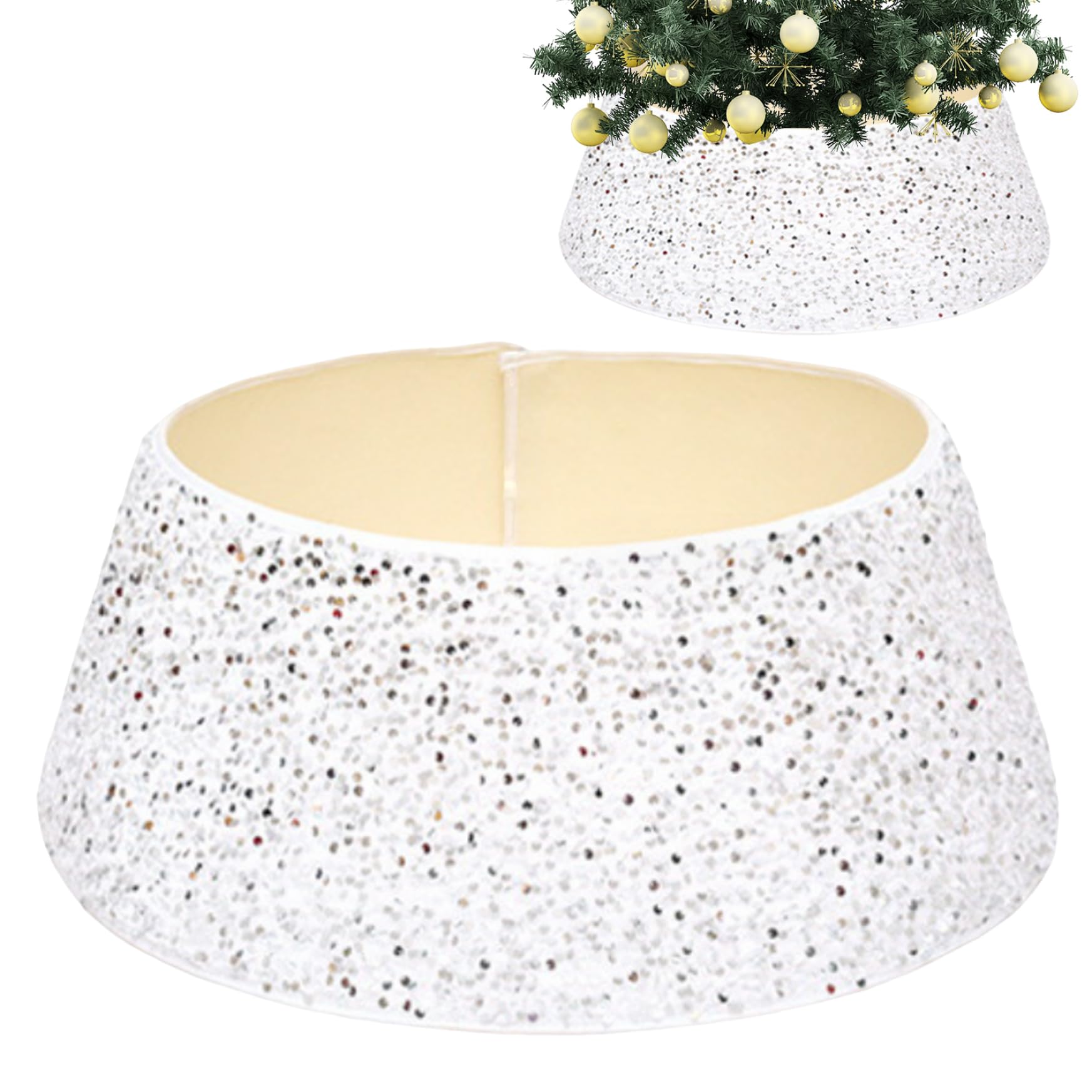 Couvre-panier arbre de Noël argenté 28 pouces pour cacher le pied du sapin