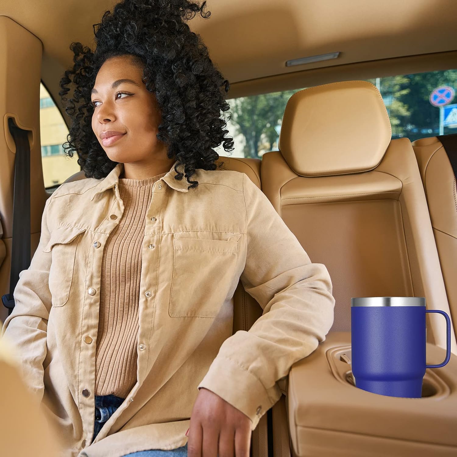 VEGOND 20 oz Tumbler Bulk with Handle Lid and Straw, Stainless Steel Insulated Travel Coffee Mug Set, Spill Proof Double Wall Metal Tumblers Cups, Royal Blue 6 Pack - Image 5