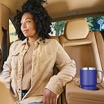 VEGOND 20 oz Tumbler avec poignée et paille, en acier inoxydable Voyage isolé tasse à café épreuve de déversement double mur coupe tumbler en métal garde boire chaud et froid, Royal Blue paquet de 1