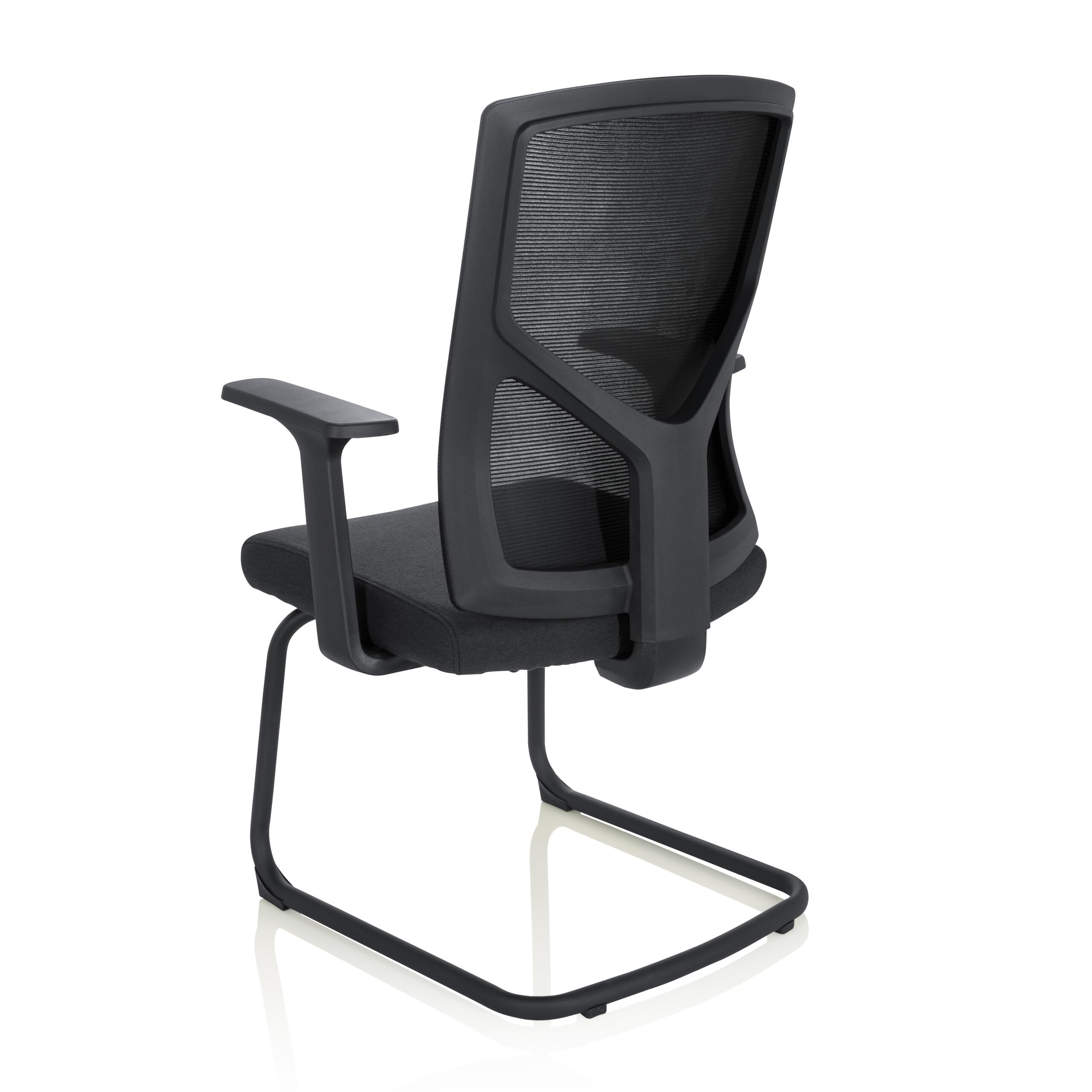 HJH Office 751003 sedia visitatore con braccioli BRETON V B sedia da conferenza cantilever in tessuto/rete nera, ergonomica