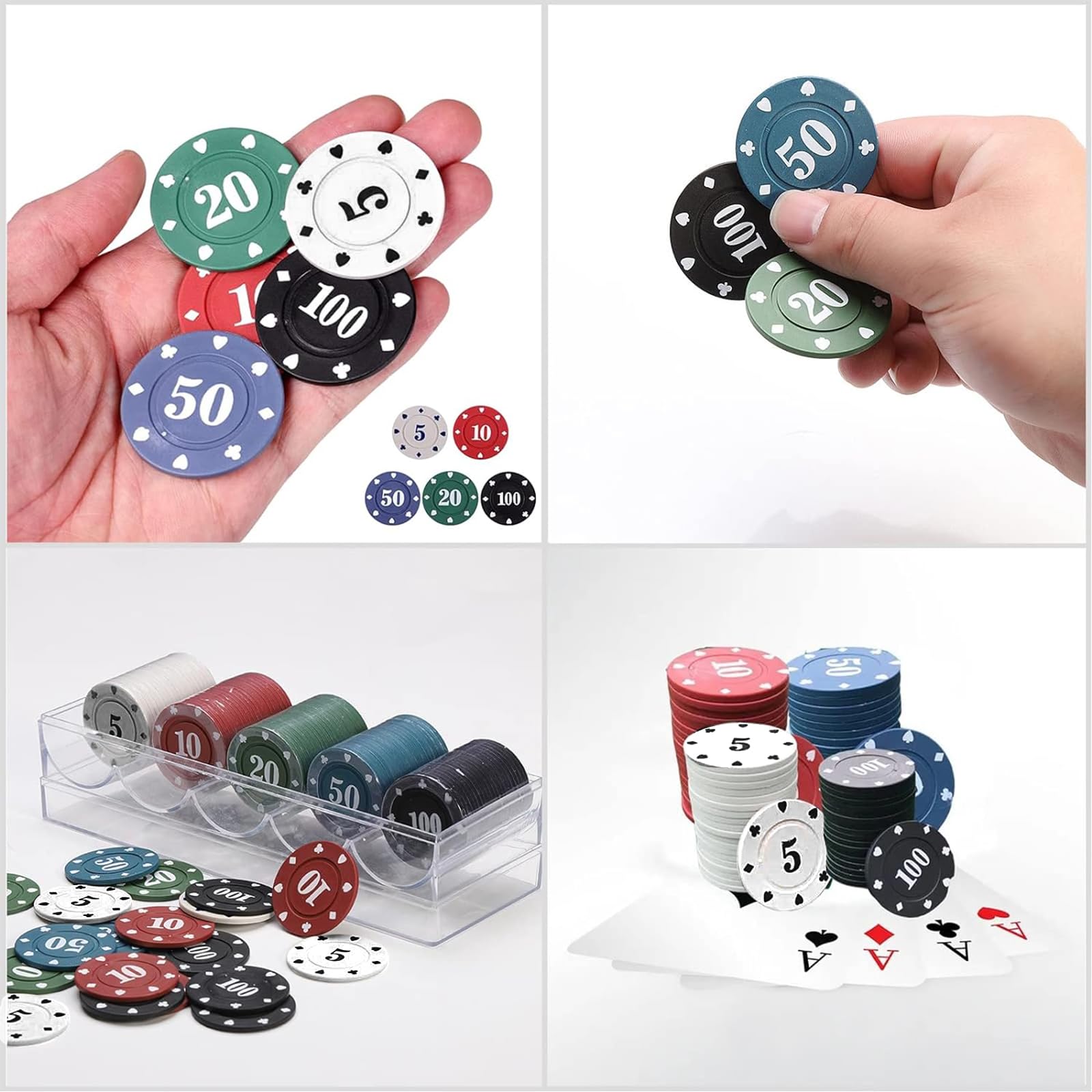 Set Fiches Poker 100 Pezzi Fiches Poker Plastica Fiches Poker Colorate Chip Poker Blackjack Poker Fiches Casinò Chip Gioco Casinò con Scatola per I Giochi Da Tavolo Del Casinò In Casa Delle Feste