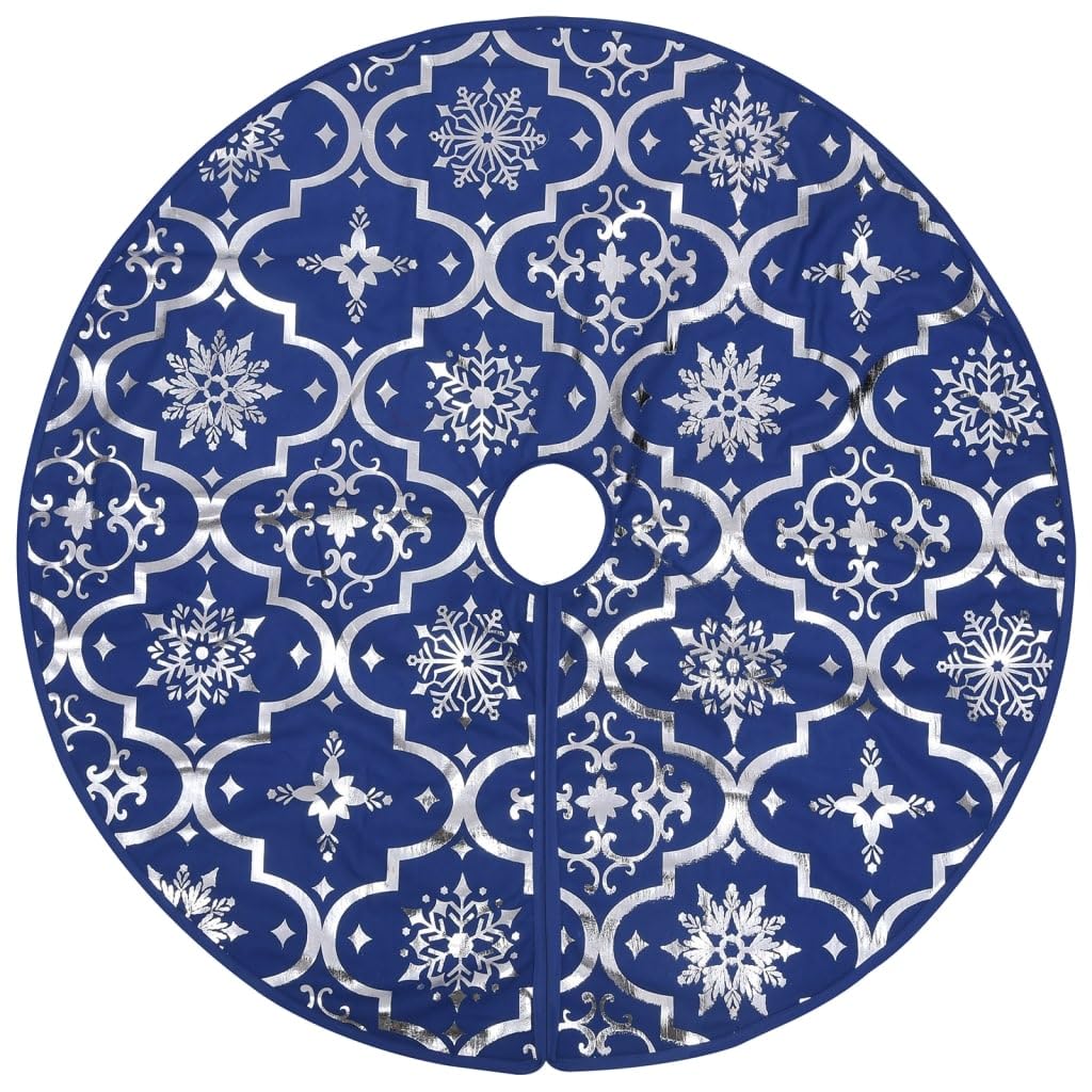 Mangloder Couverture de sapin de Noël en tissu bleu 122 cm avec chaussette et motif neige, couverture de sapin de Noël, jupe de sapin de Noël, jupe de sapin pour support de sapin de Noël, salon