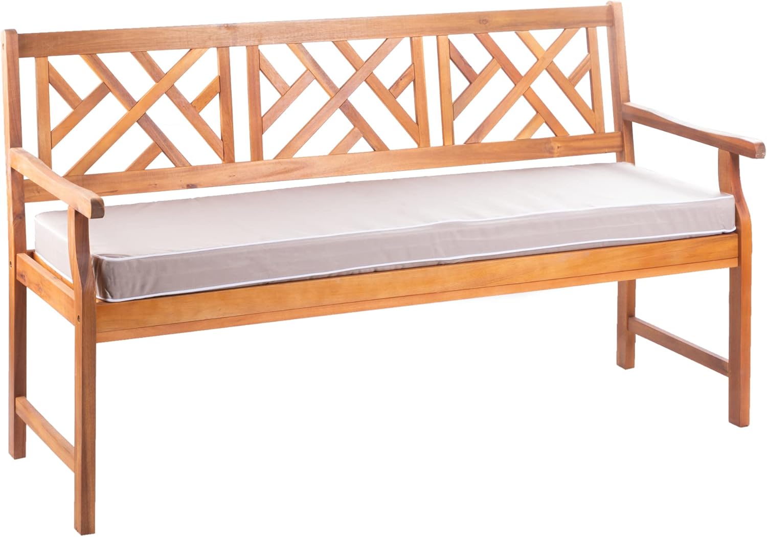 Buy Alfresia Wooden Garden Bench with Luxury Cushion 3Seater Hardwood Acacia Slatted Seat