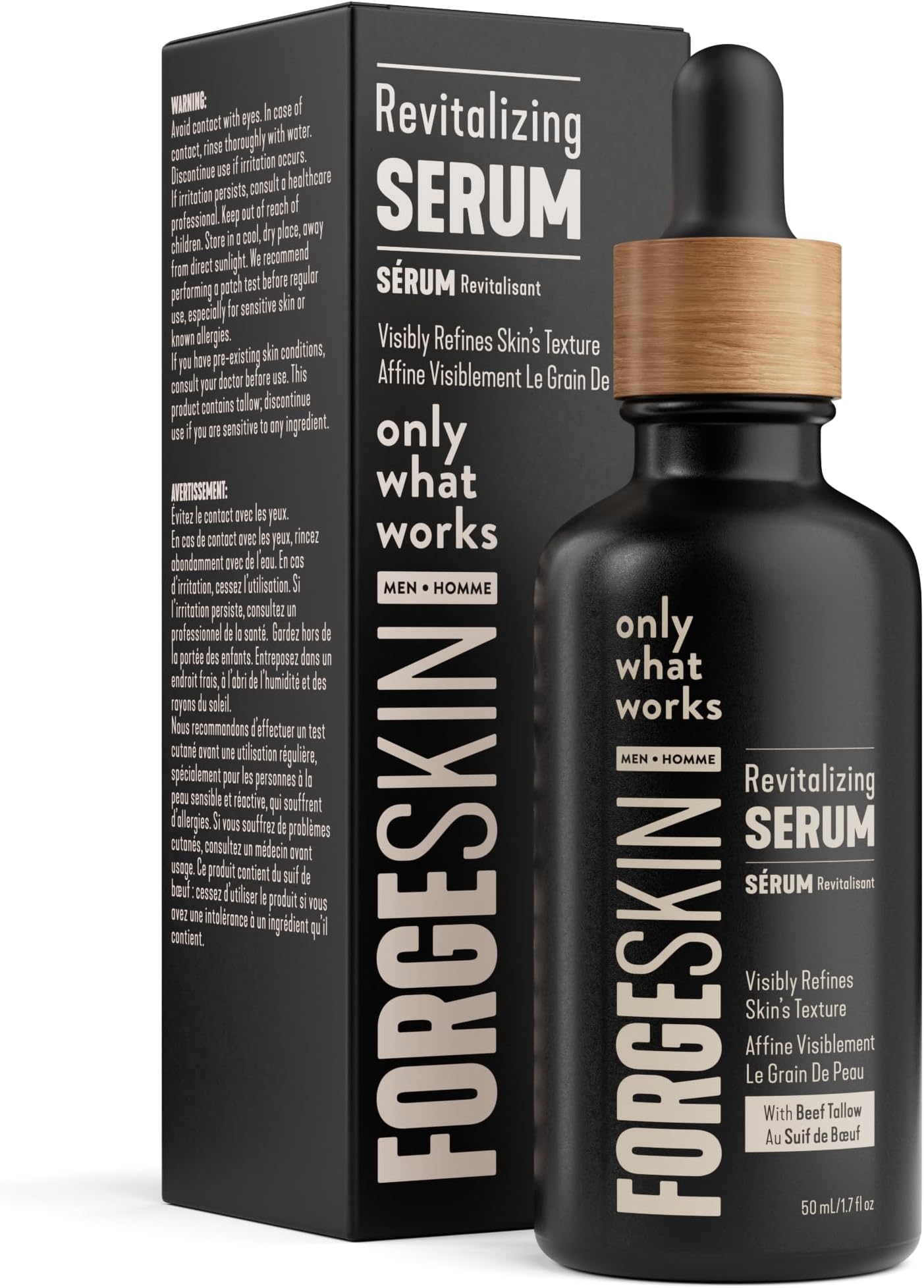Men's Anti-Wrinkle Night Serum - 50ML with Natural and essential ingredients, Beef Tallow, Vitamin C - Anti-Aging, Deep Hydration, Collagen Boost, Fine Line Reduction - All Types