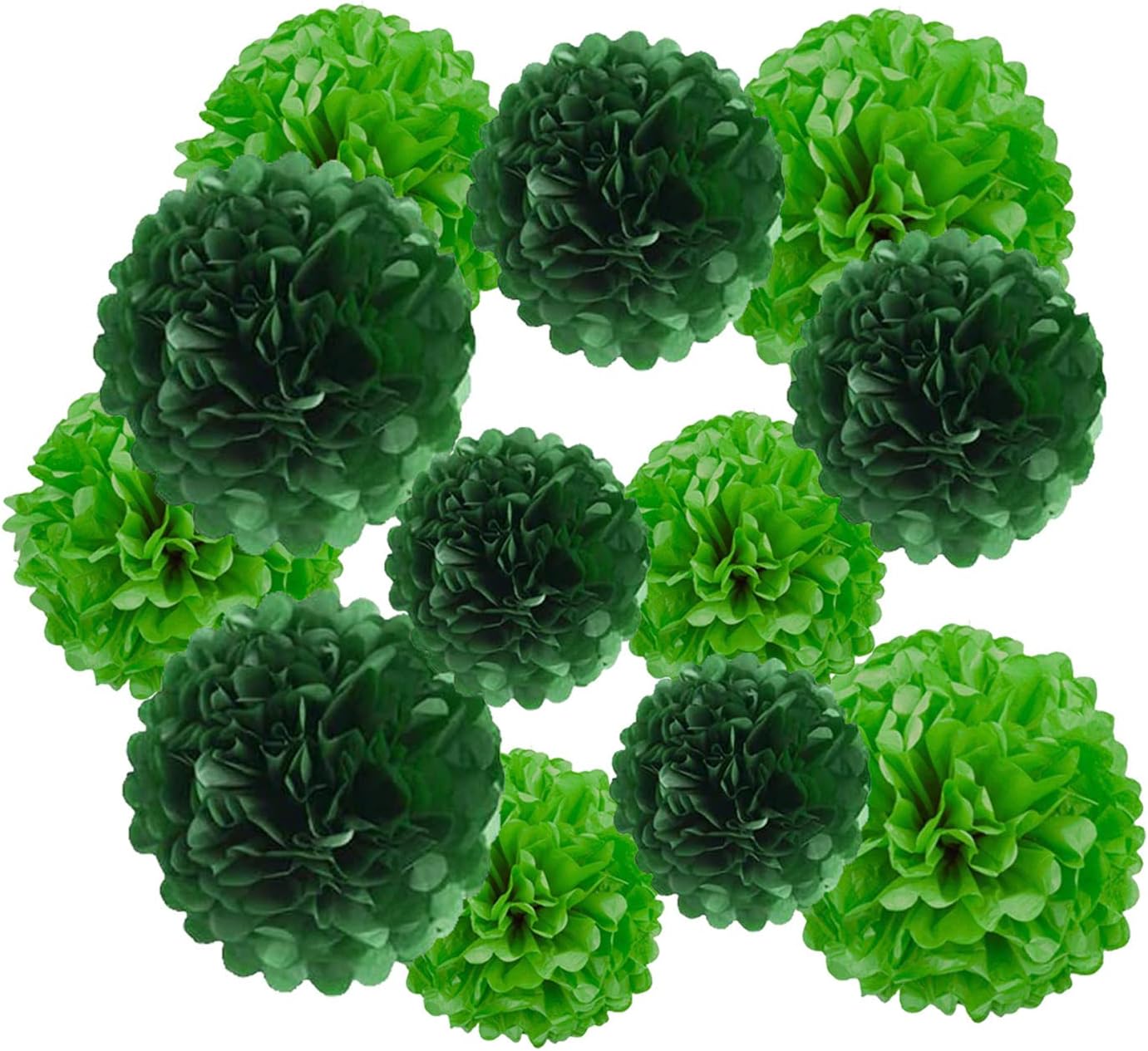 Dark Green and Green Tissue Pom Poms,Green Hanging