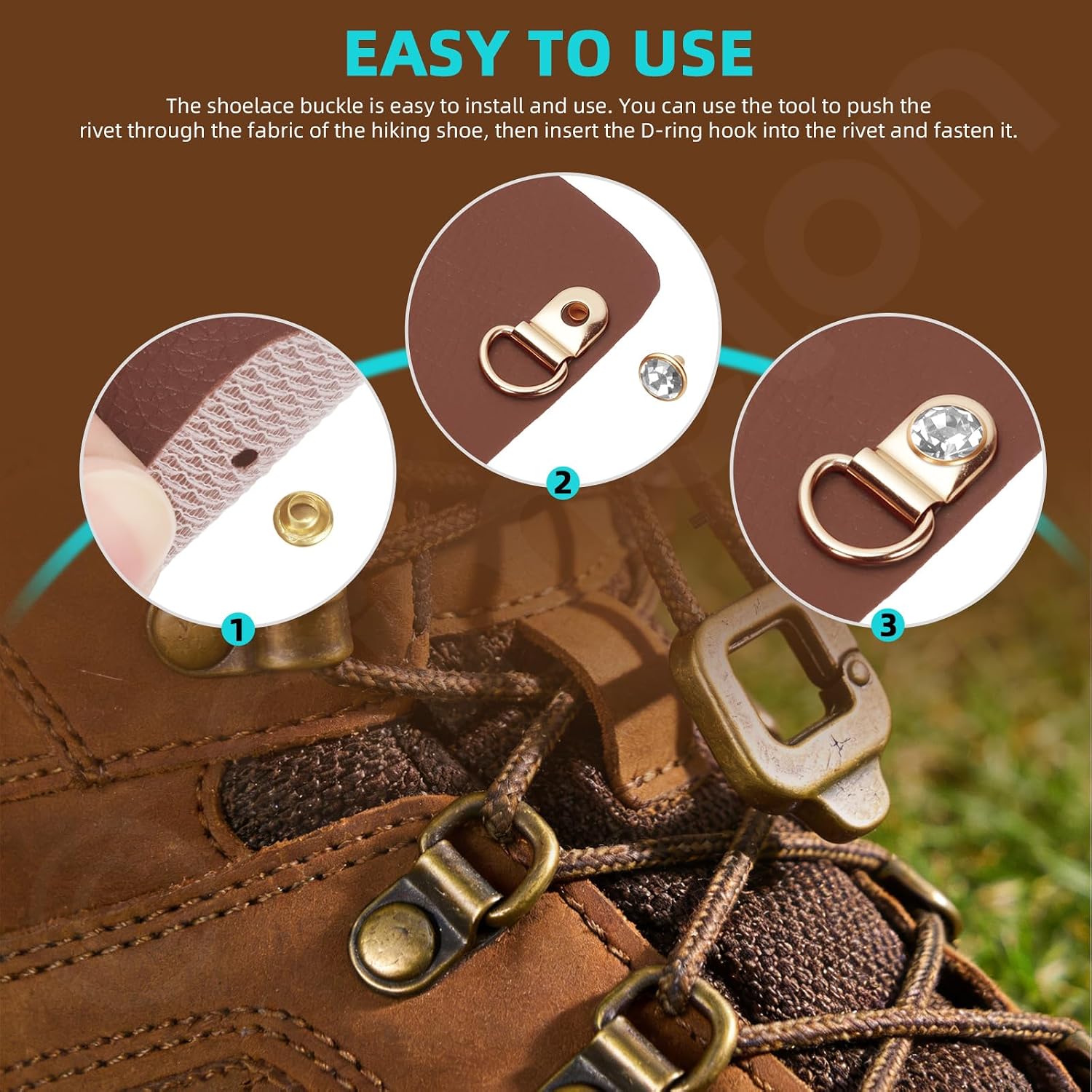 6 Colors Shoelace Hooks with Rivets Kit, Shoe Boot Lace Hook image 4