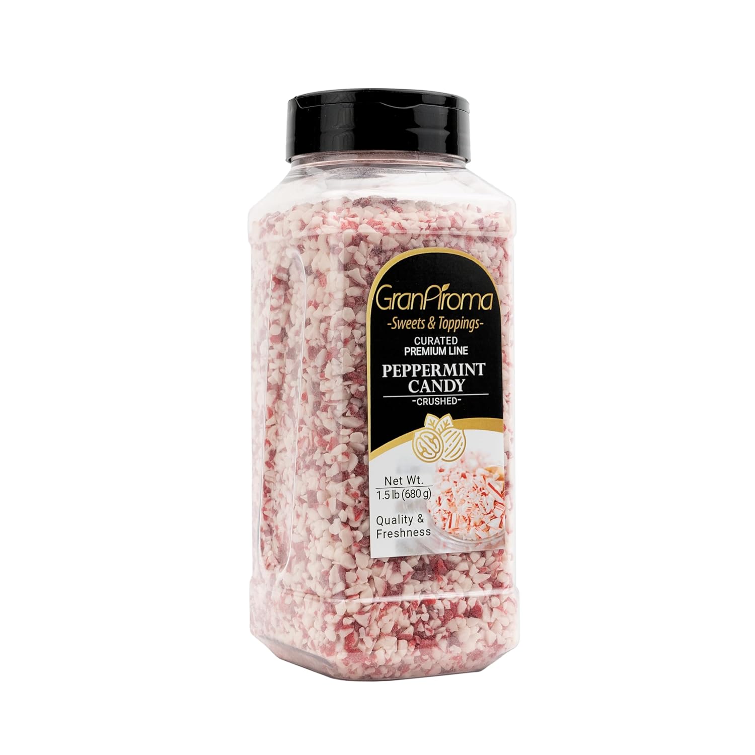 GranAroma Crushed Peppermint Candy, Minty & Refreshing, Hot Cocoa, Desserts & Holiday Treats (1.5 Pound)