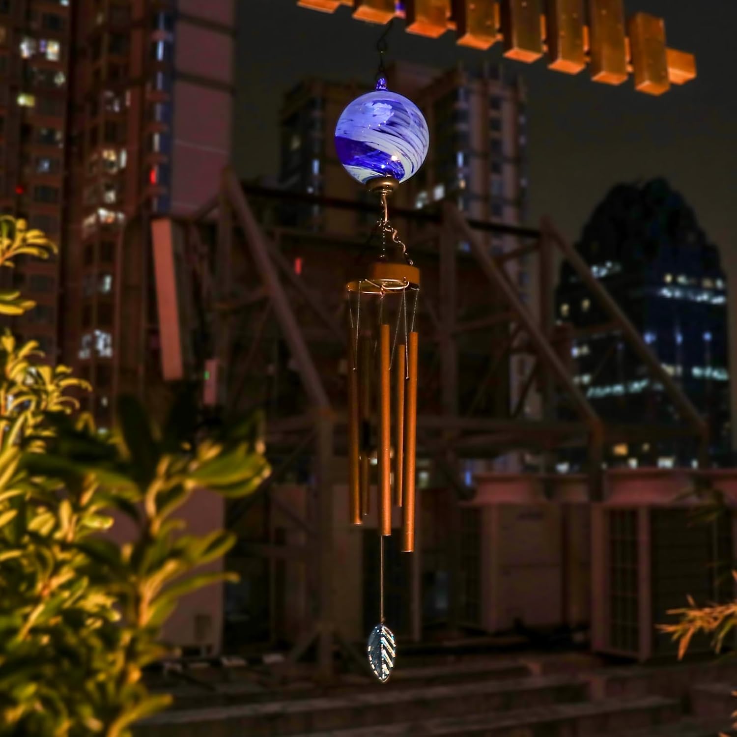 Taman Solar Wind Chime - 35" Glass Solar Lights Wind Chimes Valentine's Day Gift for Outside Deep Tone Decorative Memorial Gift for Home, Outdoor, Yard, Patio, Balcony, Garden Decor - Image 5