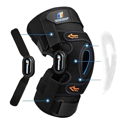 Hinged Knee Brace for Women/Men, Knee Braces for Knee Pain with GEL Patella Stabilizer, Plus Size Knee Brace with Removable Dual Side Stabilizers, Knee Support for Meniscus Tear,Relieves ACL,Arthritis