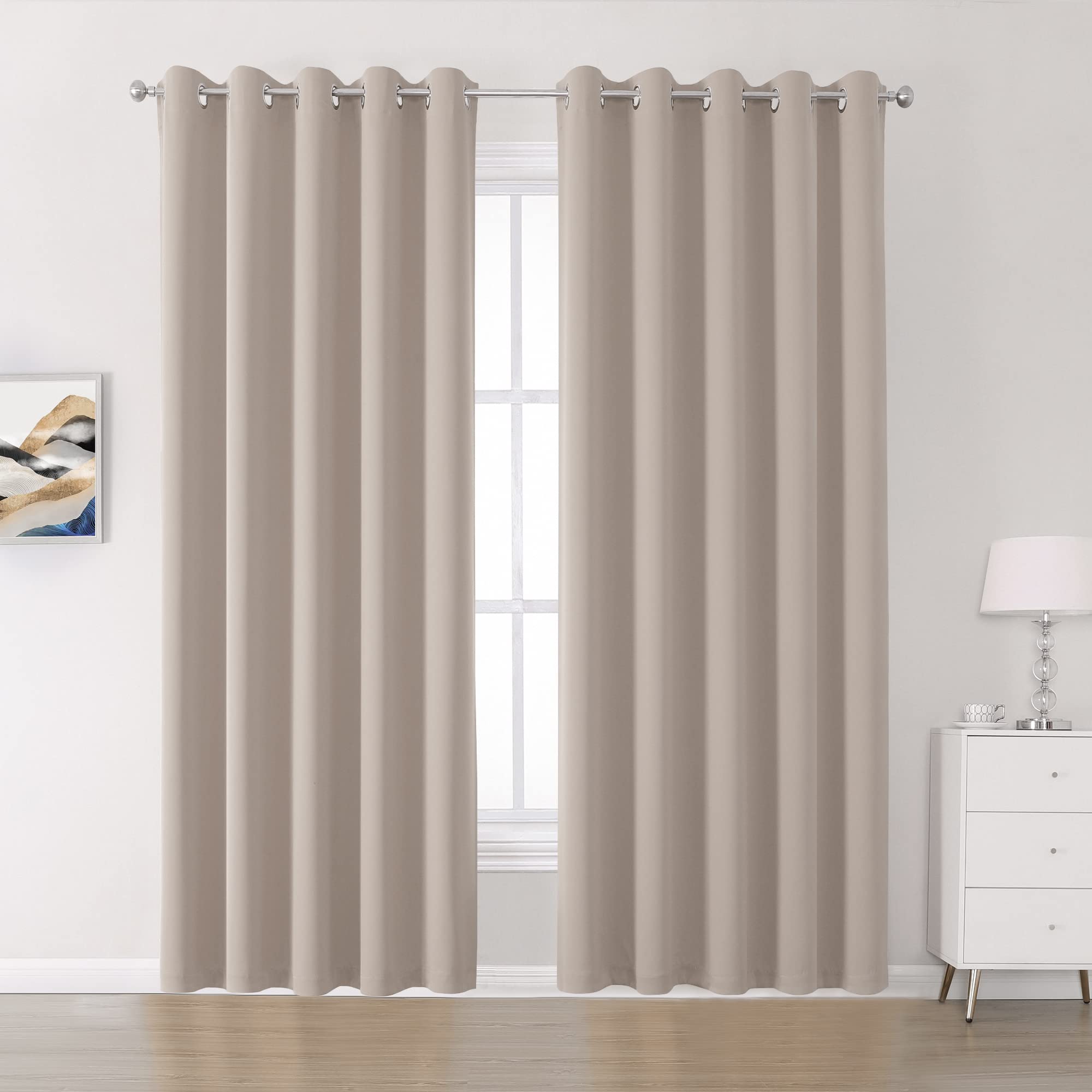 DUALIFE Curtains 96 Inches Long for Bedroom Thermal Insulated Curtain Panels with Grommet Room Darkening Widow Drapes/Draperies 60x96 Inch 2 Panels
