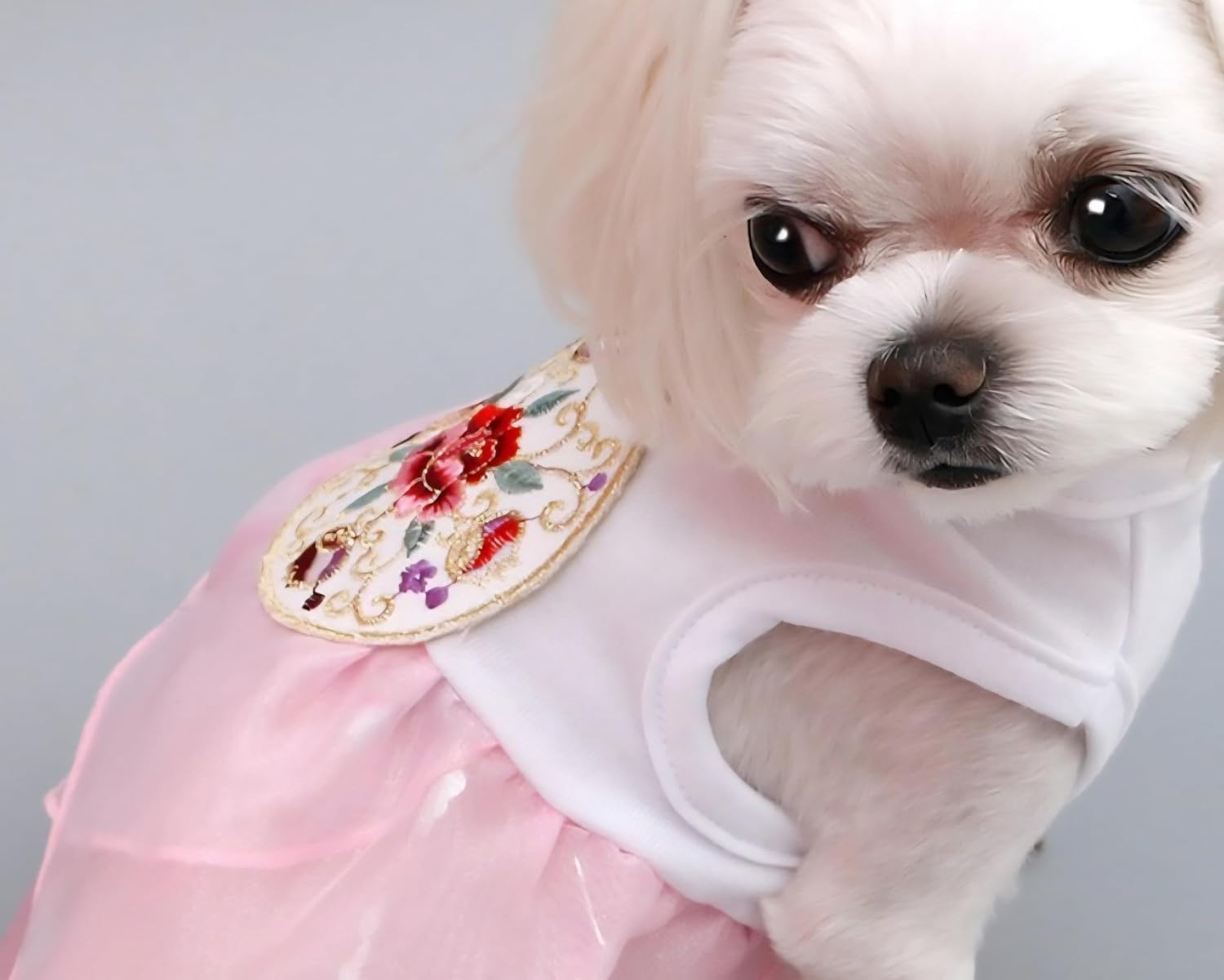 Korean Dog Dress for Small Dogs Girl, Pink Hanbok Style Puppy Outfit, Small Dog Summer Clothes, Teacup Puppy Dress, Traditional Doggie Clothes for Toy Breeds, Lightweight Pet Clothing S Size