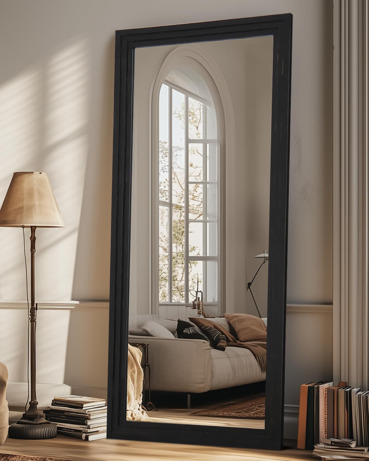 Photo 1 of [See Clerk Notes] Coomily Full Length Mirror, 71"x32" Wooden Mirror Full Length with Stand Wood Floor Mirror, Oversized Stand Up Mirrors Large Wall Mirrors, Wall Mounted Mirrors, Rect Wood Style, Black