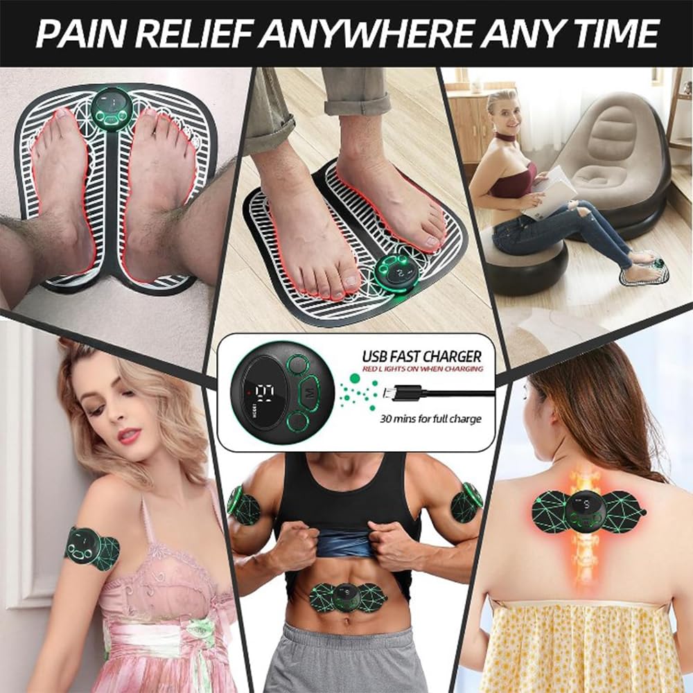 WISKA® Wireless Full Body Butterfly Mini Foot Massager Mat Machine for Pain Relief Neck Electrapy Massager with Electric EMS Leg Massager for Home Microcurrent Cervical Spine Massager (Foot + Body) WISKA® Wireless Full Body Butterfly Mini Foot Massager Mat Machine for Pain Relief Neck Electrapy Massager with Electric EMS Leg Massager for Home Microcurrent Cervical Spine Massager (Foot + Body)