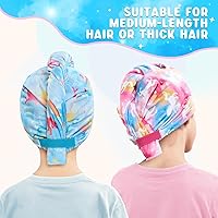 Vista 5 de WAWSAM Paquete de 2 toallas de secado de cabello para niños, toalla de microfibra para el cabello para niñas, gorro de pelo de secado rápido con Azul