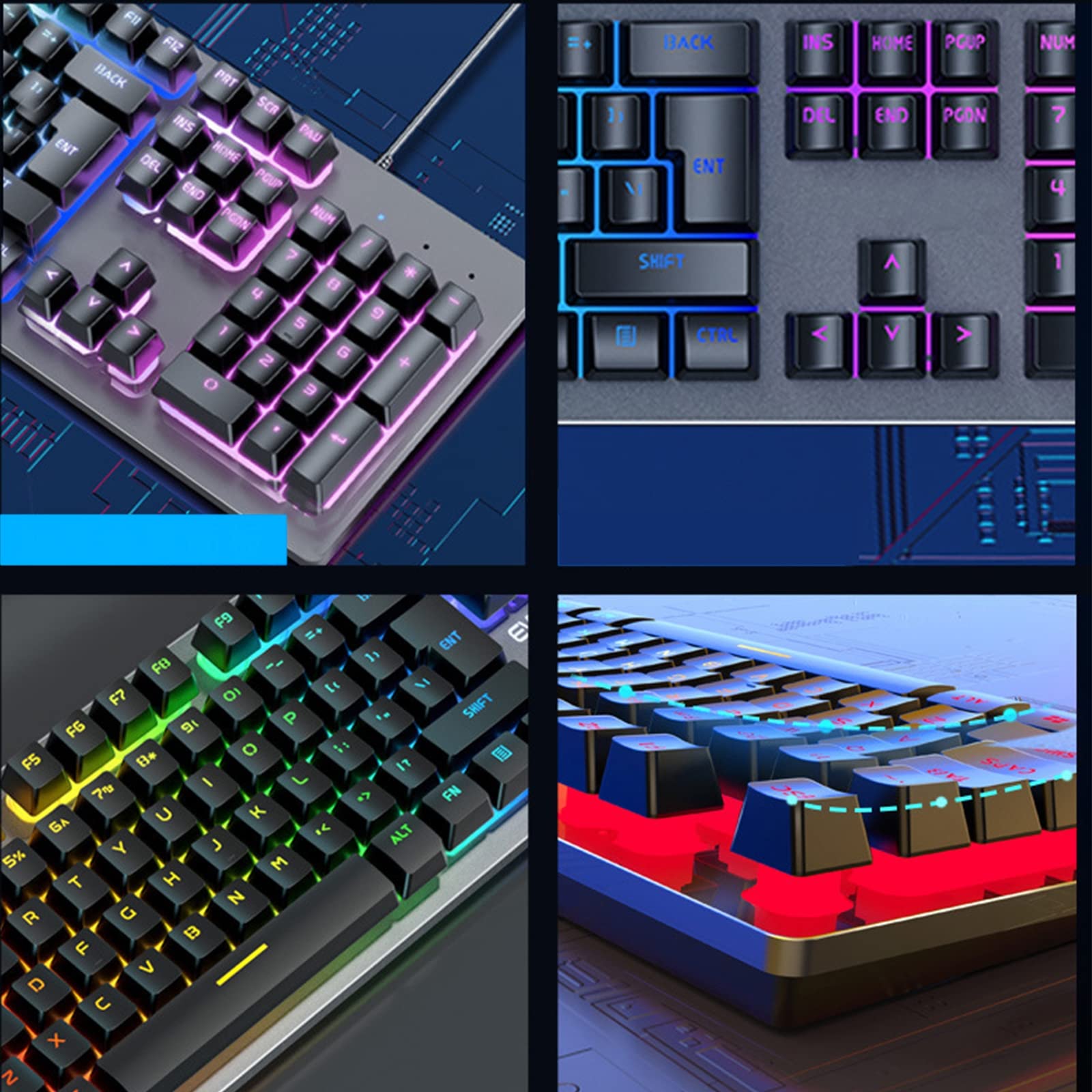 ADMLZQQ 105 klawiszy Anti-Ghosting z podświetleniem LED 3 tryby dynamiczne, ergonomiczna mechaniczna klawiatura do gier, przewodowy USB do komputera