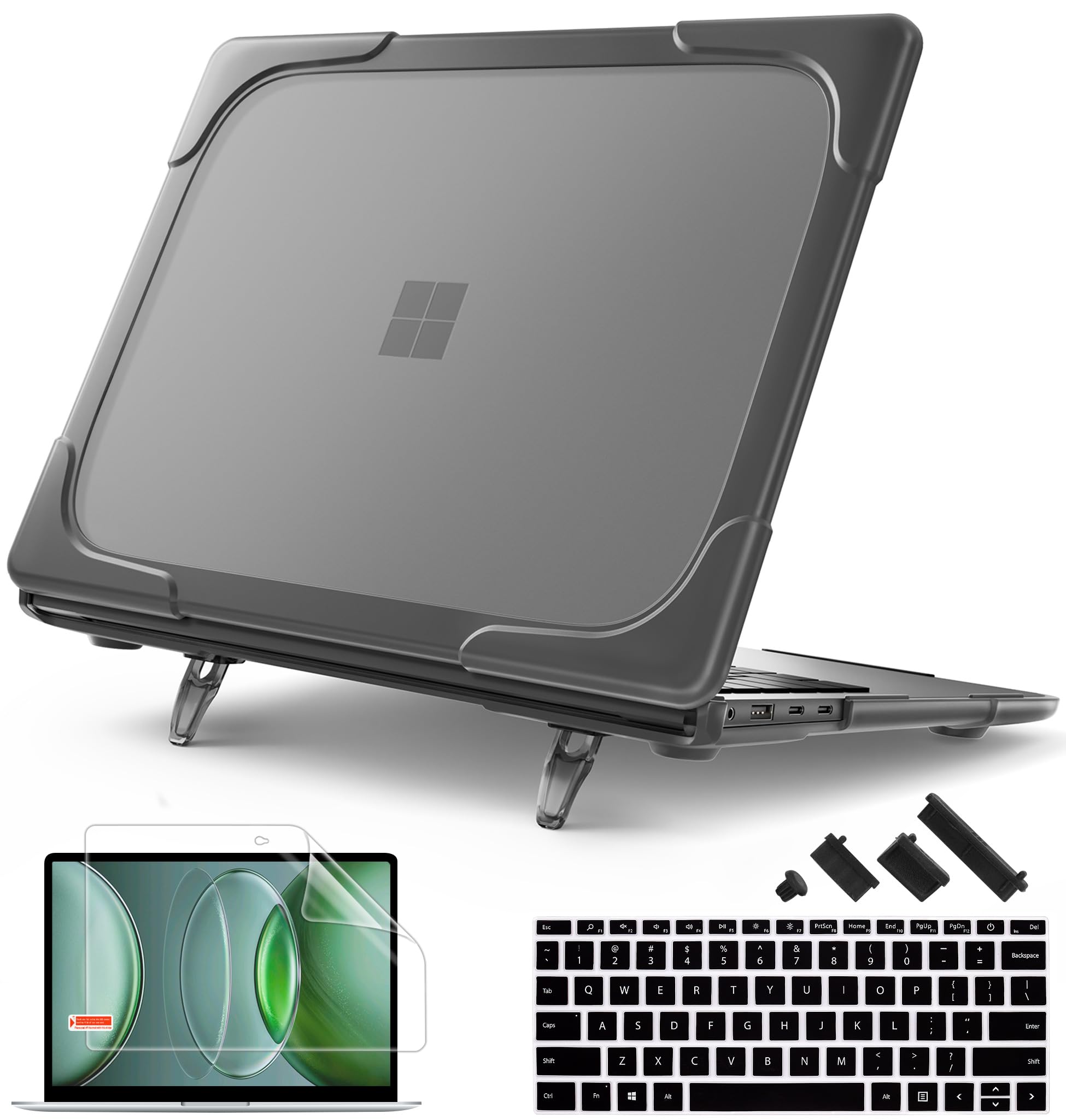 May Chen for Microsoft Surface Laptop 13.8 inch, 2024 Windows 11 AI + PC, 7th Edition Touchscreen Display, [Heavy Duty][Dual Layer] Kickstand Hard Case Cover with Rubberized TPU Bumper, Gray