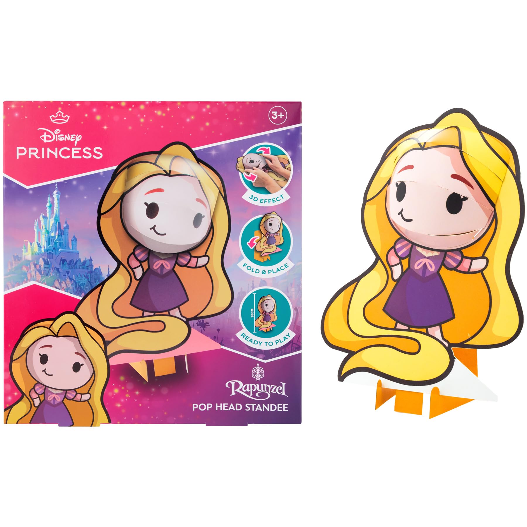 Disney Princess Rapunzel Figure - 3D Pop Head 30 cm - Beauty and The Beast - Collectible Figure - Toy Gift Idea (DPR24336)