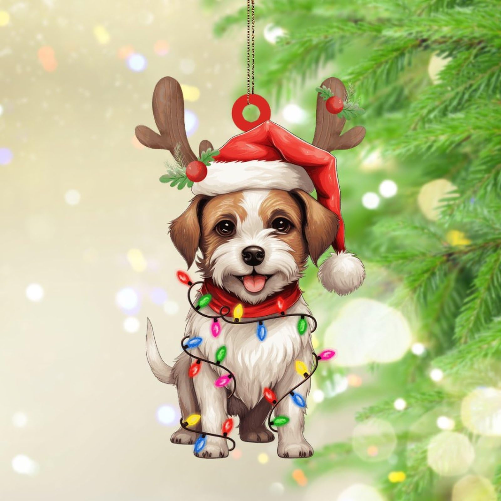 Dog Lover Christmas Ornament - Ceramic Poodle With Santa Hat Holiday Decoration