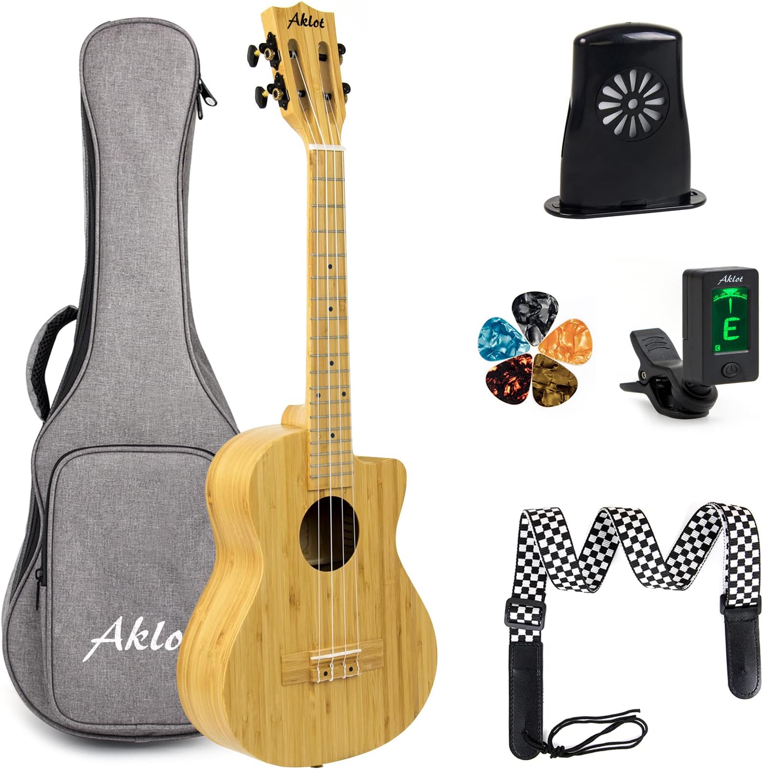 Aklot Bamboo Ukulele 26-inch Cutaway