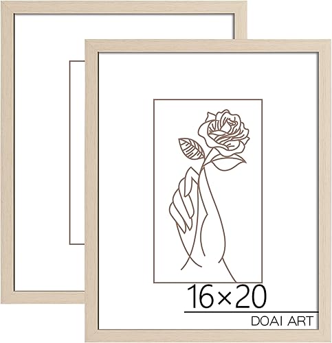 DOAI ART Marco de póster de 16 x 20 pulgadas, paquete de 2 marcos de fotos de roble y veta de madera de 16 x 20 pulgadas para montaje en pared