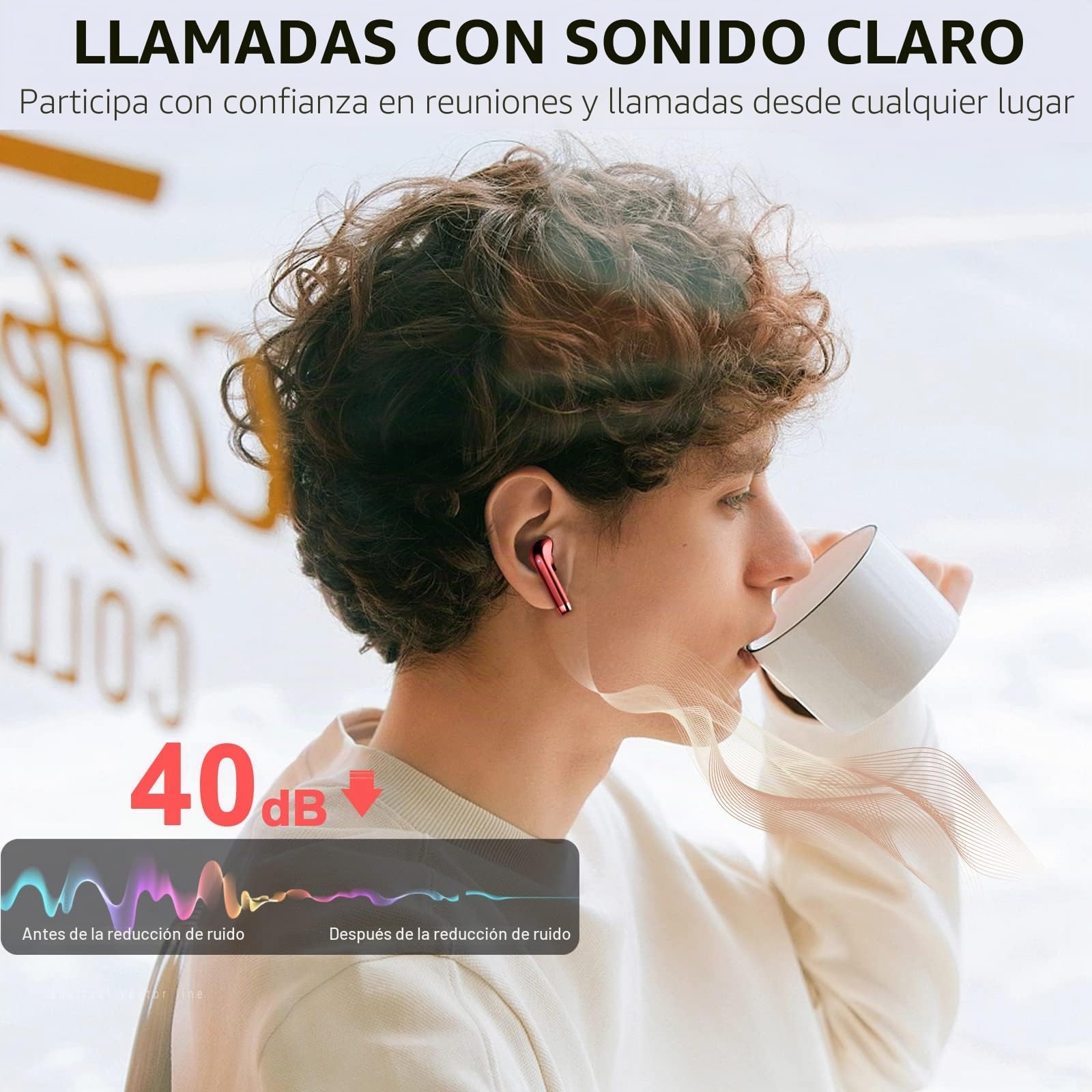 Auriculares Inalambricos Bluetooth, Auriculares Bluetooth 5.3 Con 4 HD Micró HiFi Estéreo, Cascos Inalambricos Bluetooth Control Táctil, Pantalla LED Reproducción De 40H, IPX7 Impermeable, Negro