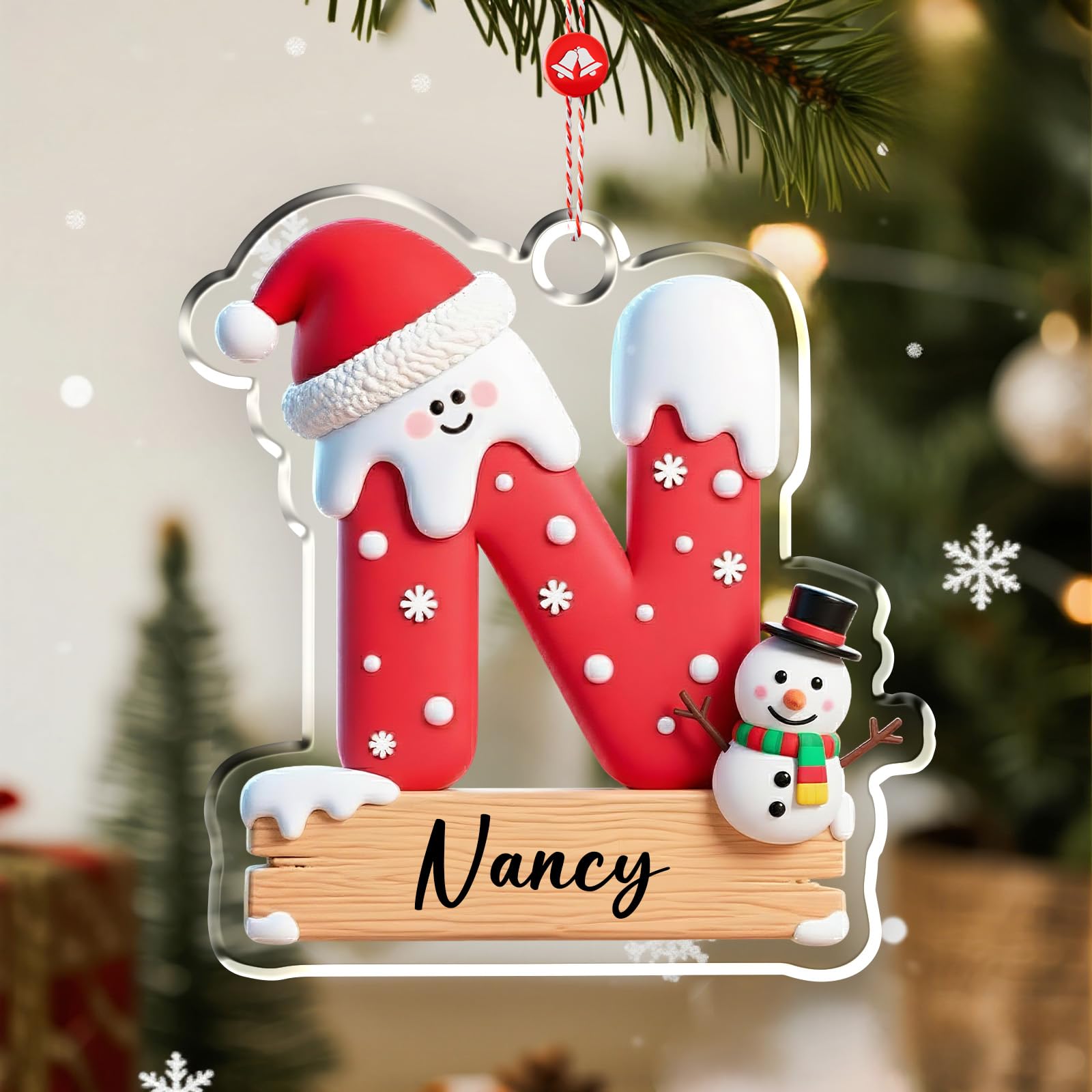 witfox Personalised Christmas Bauble-Personalised Initials Christmas Ornaments 2026,Personalized A-Z Letter Ornament for Christmas Tree, Xmas Gifts for Family Kids Friends