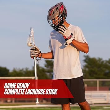 Silverfin Mens Complete Lacrosse Stick with Mesh Pocket | Youth Lacrosse Stick: Smooth, Lightweight & Durable with Sturdy Construction | Kids Lacrosse Sticks