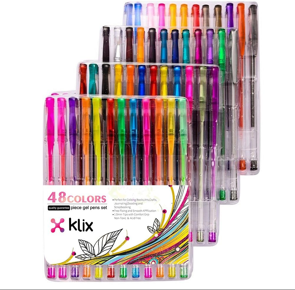 Glitter Gel Pens Set 48 Sparkly Colors Premium Quality Gel Pens for Adult Coloring Books Mandalas Crafting Doodling Drawing Scrapbooking