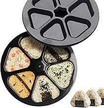 Onigiri Mold 6-Hole Triangular Sushi Mold Kit Non-Stick Onigiri Master Press Mold Easy and Convenient Onigiri Master for Restaurants Commercial Use Kitchenware (Black)