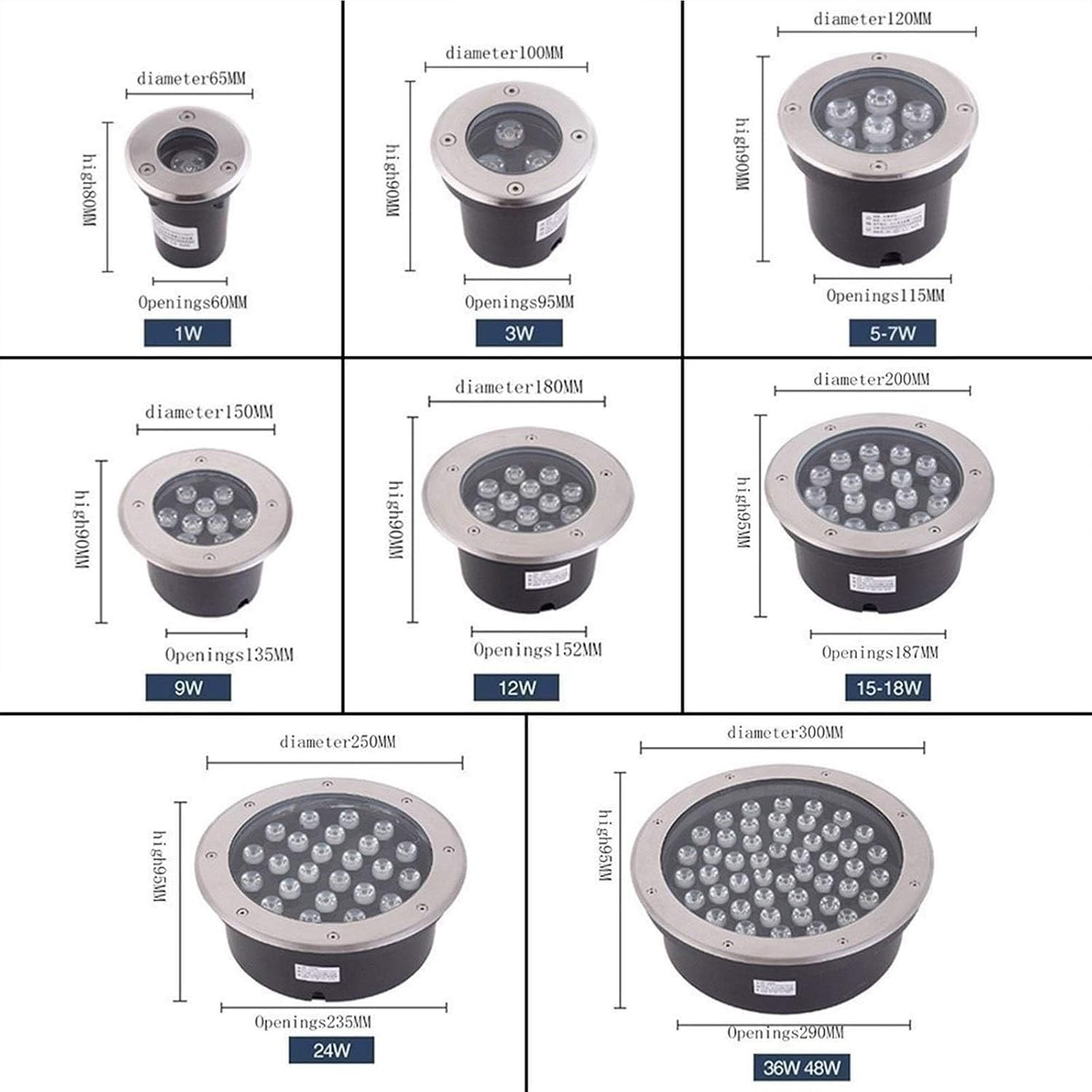 DARZYS Buried Light, LED Underground Lamp, Waterproof Underground Light, Outdoor Round Recessed Spotlight, Decking Lights, Outdoor Recessed Garden Light(Blue,1W)