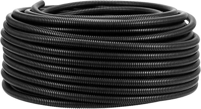 MUKCHAP 50 M Length ID 10 mm x OD 13 mm Corrugated Tube, Flexible Corrugated Conduit Tube, Corrugated Tube Cable Wire Tube Protection Pipe Hose for Car Tubing/Trunking, Black