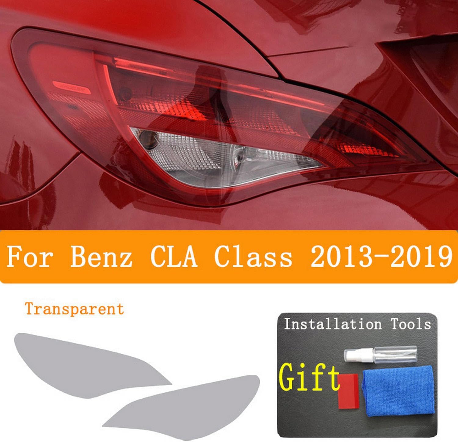 JCAKES Car Headlight Protective Film Vinyl Restoration Transparent Black TPU Sticker，for Benz CLA Class 2013-2019 Accessories
