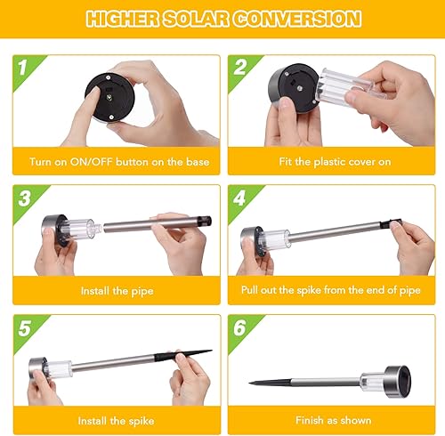 Miniatura 6 de Luces solares al aire libre 16 unidades de luces solares de camino al aire libre de acero inoxidable luces de jardín impermeables para camino patio