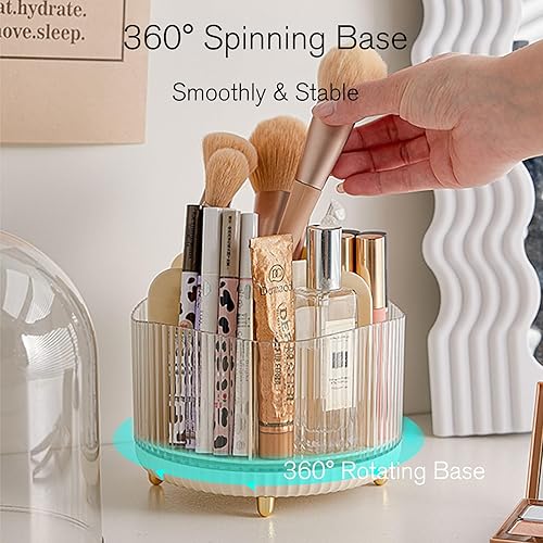 Miniatura 6 de Organizador de brochas de maquillaje con tapa, organizador de brochas de maquillaje giratorio de 360 grados a prueba de polvo con 7 ranuras para