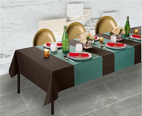 Miniatura 6 de BloominGoods Mantel desechable para mesa rectangular, mantel de papel verde similar al lino para mesa de comedor, fiesta, boda o evento, 48 pulgadas