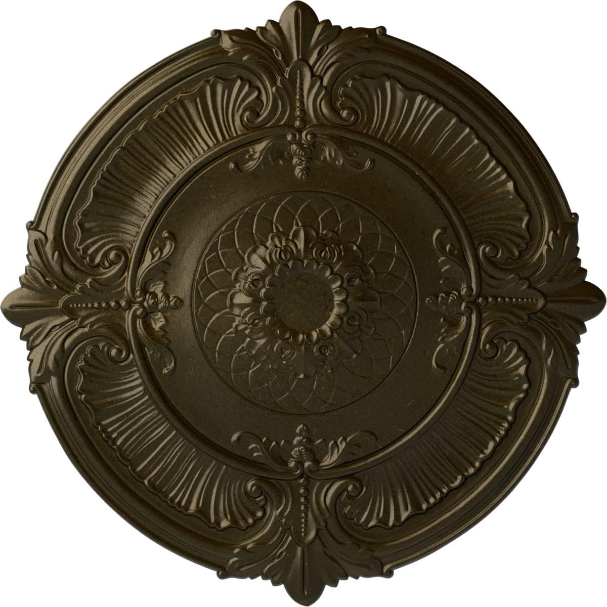 39 1/2"OD x 2 1/2"P Attica Ceiling Medallion (Fits Canopies up to 3 3/4"), Hand-Painted Green Gold