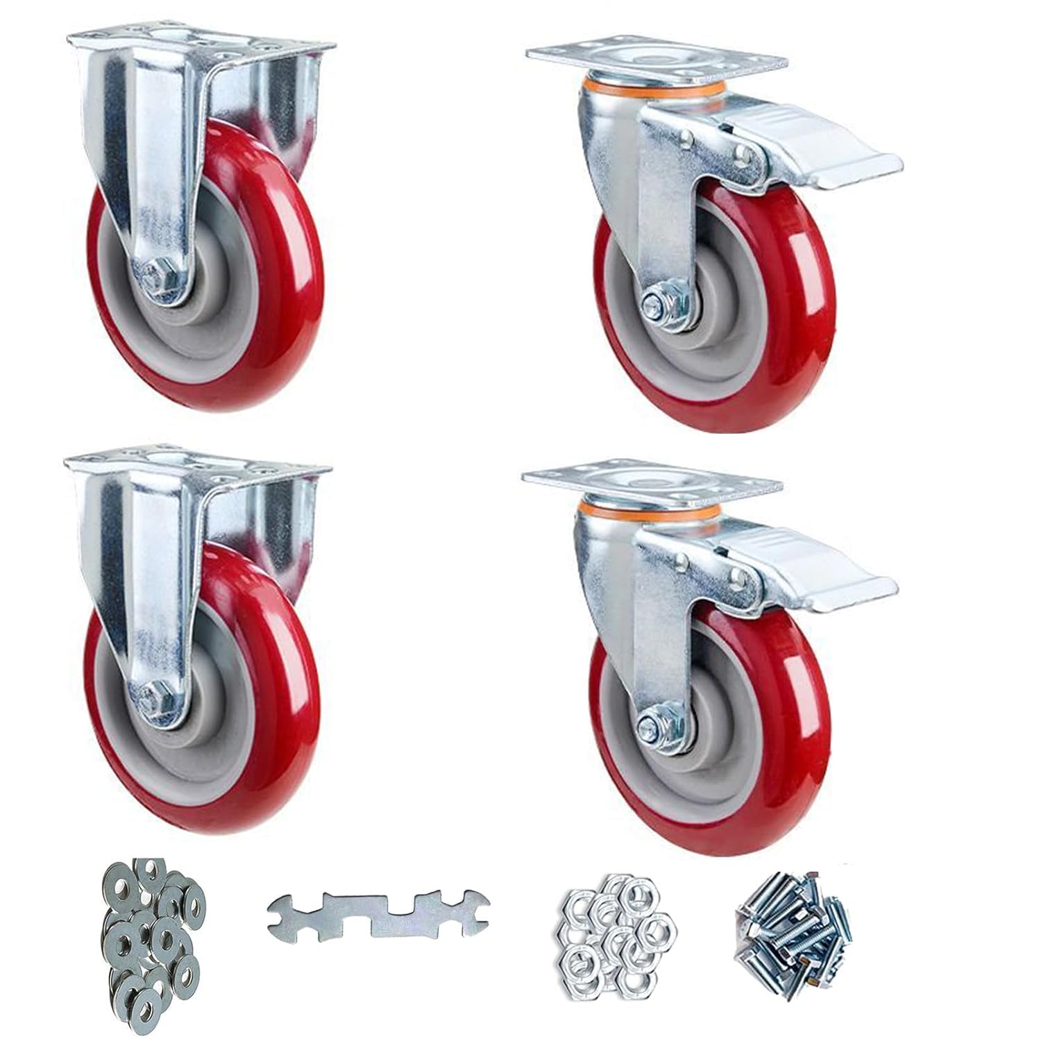 Caster Wheels with Brake 1000lbs,Heavy Duty Casters Set of 4 for Cart, Trolleys, Furniture and Workbench (JL-HS5inch)