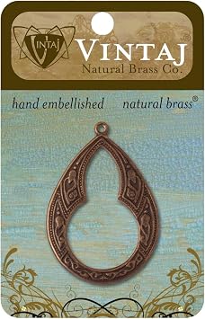 Vintaj 1-Piece Large Bohemian Teardrop Pendant, 46 by 32mm