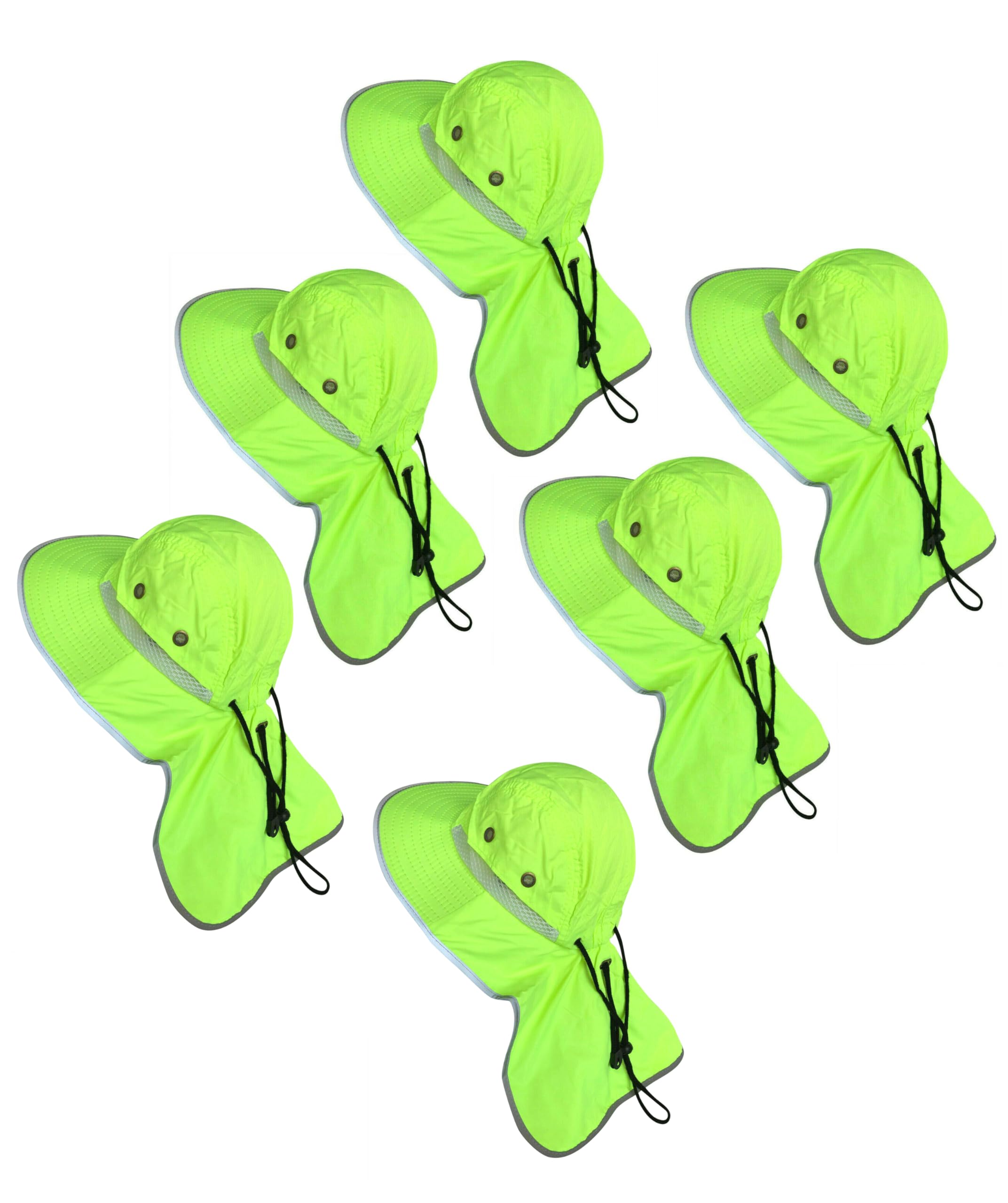 Men High Visibility Reflective Sun Hat with Neck Flap Wide Brim Boonie Hat Bucket Cap