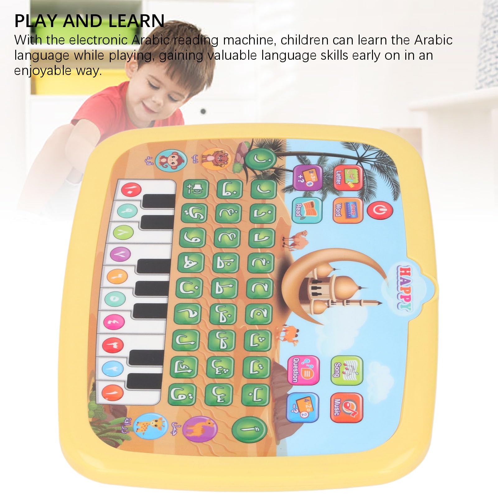 Generic Appareil éducatif d'apprentissage de L'arabe pour Enfants, Machine de Lecture à écran Tactile Multilingue, Matériau ABS (Blue