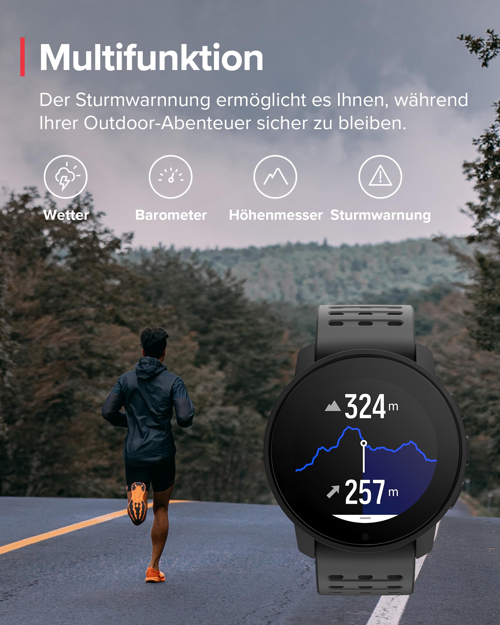SUUNTO 9 Peak Pro Multisport Uhr - Robust Outdoor Smartwatch, Saphirglas Bildschirm & 100m Wasserdicht, Leicht & Dünn, Präzise GPS, Lange Akkulaufzeit, Pulsmessung am Handgelenk