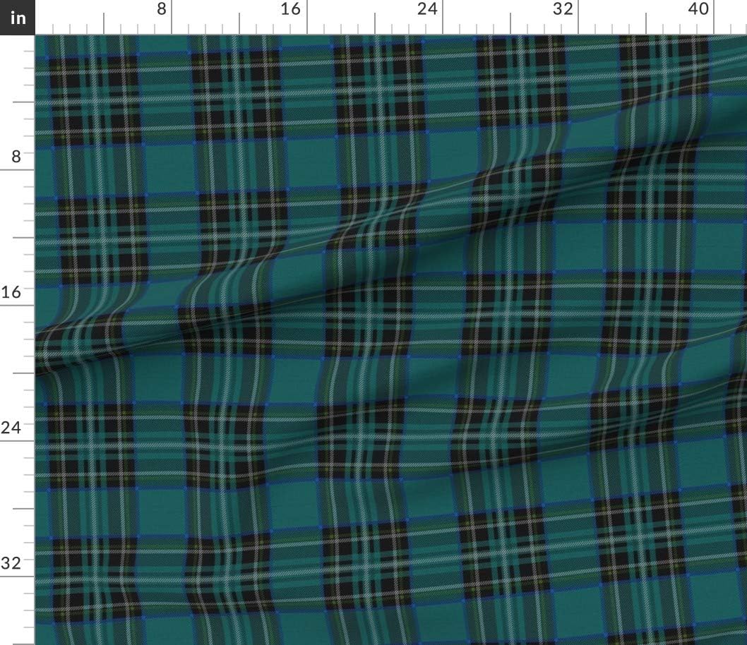 Spoonflower Fabric - Tartan Preppy Blue Teal Classic Printed on Petal Signature Cotton Fabric by The Yard - Sewing Quilting Apparel Crafts Decor