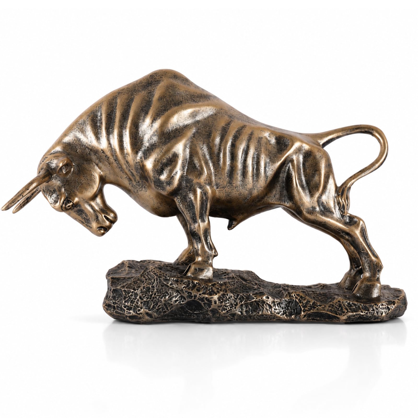 Statua di toro di Wall Street, scultura da scrivania in resina a forma di toro, ornamento del mercato azionario per mensola da ufficio, mensola da tavolo, consulente finanziario, decorazione