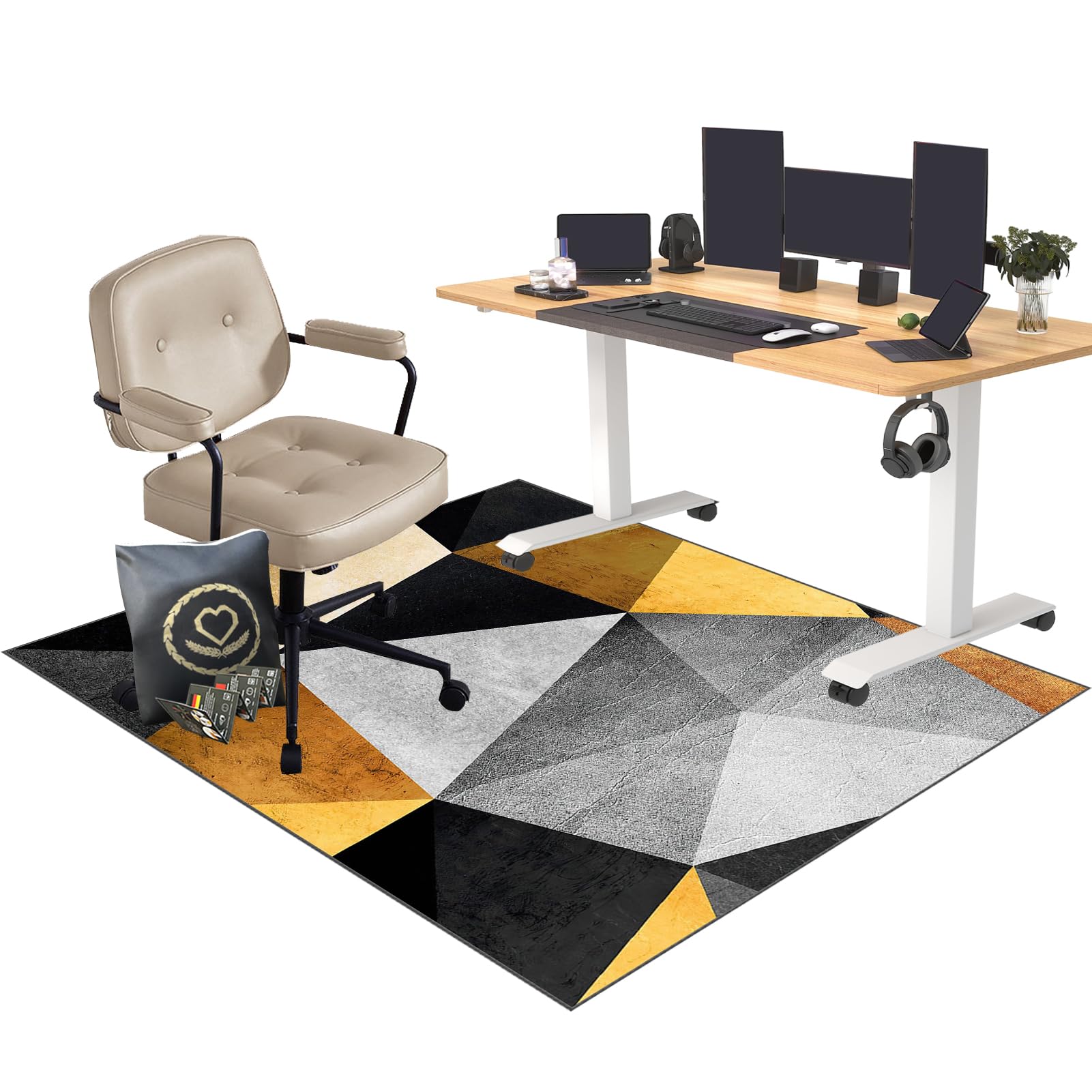 EYKWKB 100 x 120 cm Office Chair Mat for Hardwood Floor Non-slip Gaming Chair Mat for Wooden Floors Computer Chair Rug for Home Office Hard Floor Protector Mat for Office Chair Desk Chair Mats