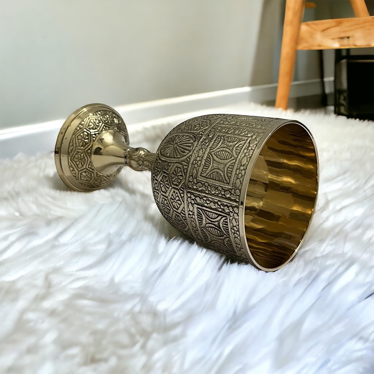 1pc Gold Chalice Cup Arthur King Brass Goblet Viking Drinking Wine Goblet Comunioun Mediveal Inspired Cup