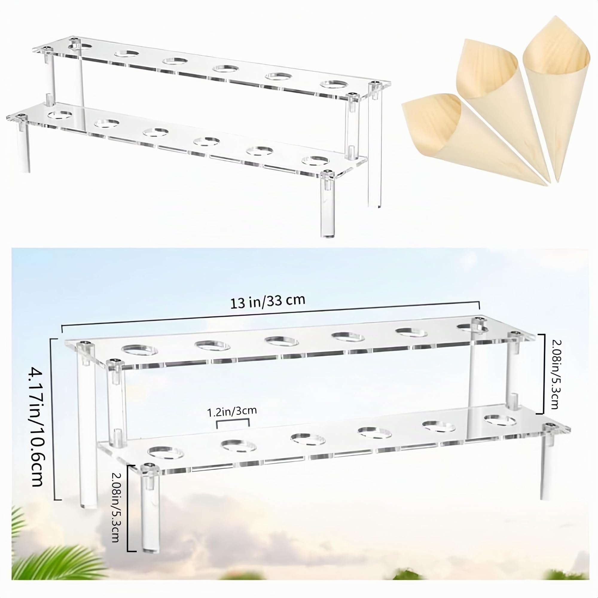 Eistütenhalter – 12 Löcher, transparenter Acryl-Eistütenständer, doppellagiges Design, Schreibtisch-Organizer für Salat, transparenter Acryl -Lebensmittel-Eiscreme-Halter Eistütenhalter – 12 Löcher, transparenter Acryl-Eistütenständer, doppellagiges Design, Schreibtisch-Organizer für Salat, transparenter Acryl -Lebensmittel-Eiscreme-Halter