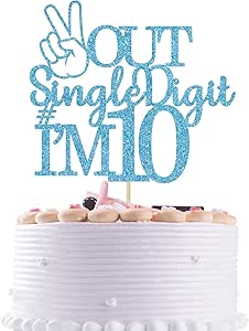 FLORCMET Happy 10th Birthday Cake Topper -Black Gold Glitter Cheers To 10 Years Cake Topper, 10 & Fabulous Cake -Decoration For Happy 10th Birthday Anniversary Party Cake Decorations Supplies (10th